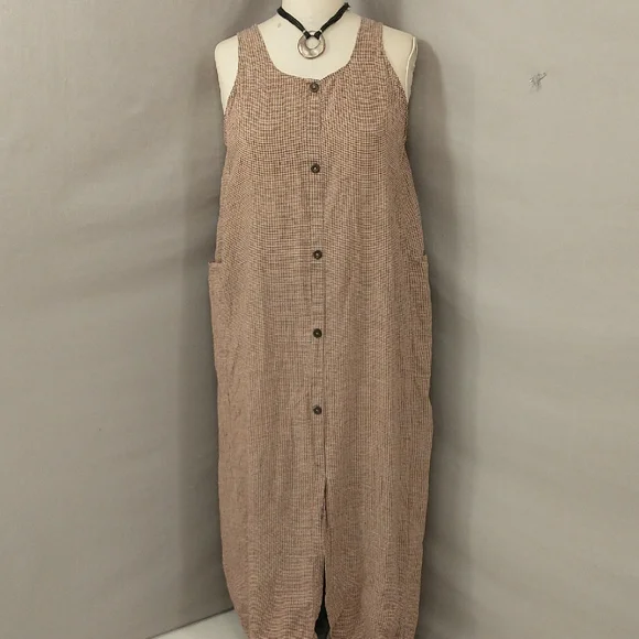 Flax | Dresses | Flax Jumper Maxi Dress 0 European Linen See Measurements L  Xl Plaid Colorful | Poshmark